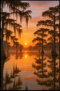 Tranquil Cypress Sunset Poster