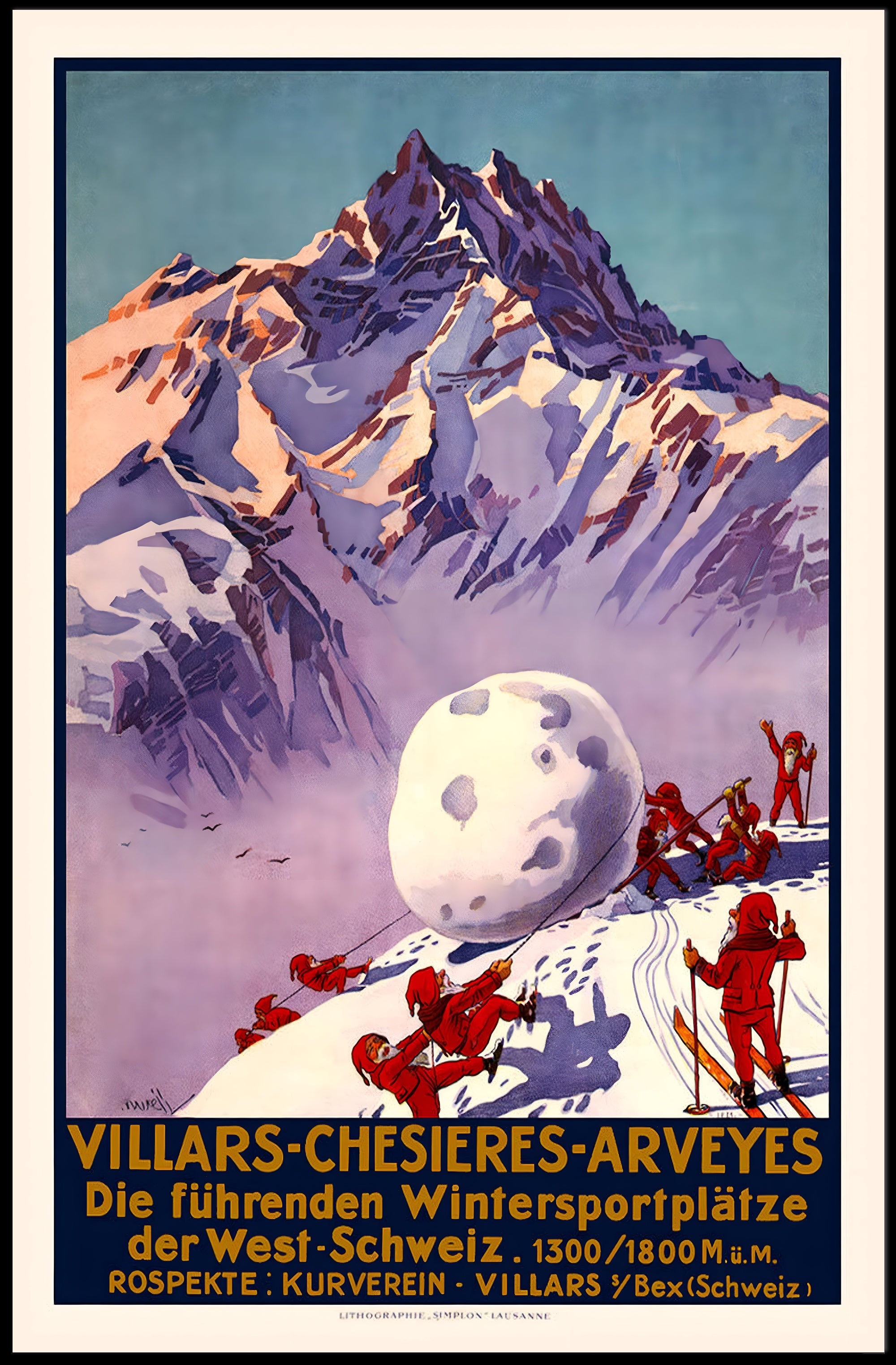 Villars-Chesières-Arveyes Winter Sports Poster PosterGoat