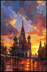 Saint Basil's Cathedral Impressionistic Sunset Poster
