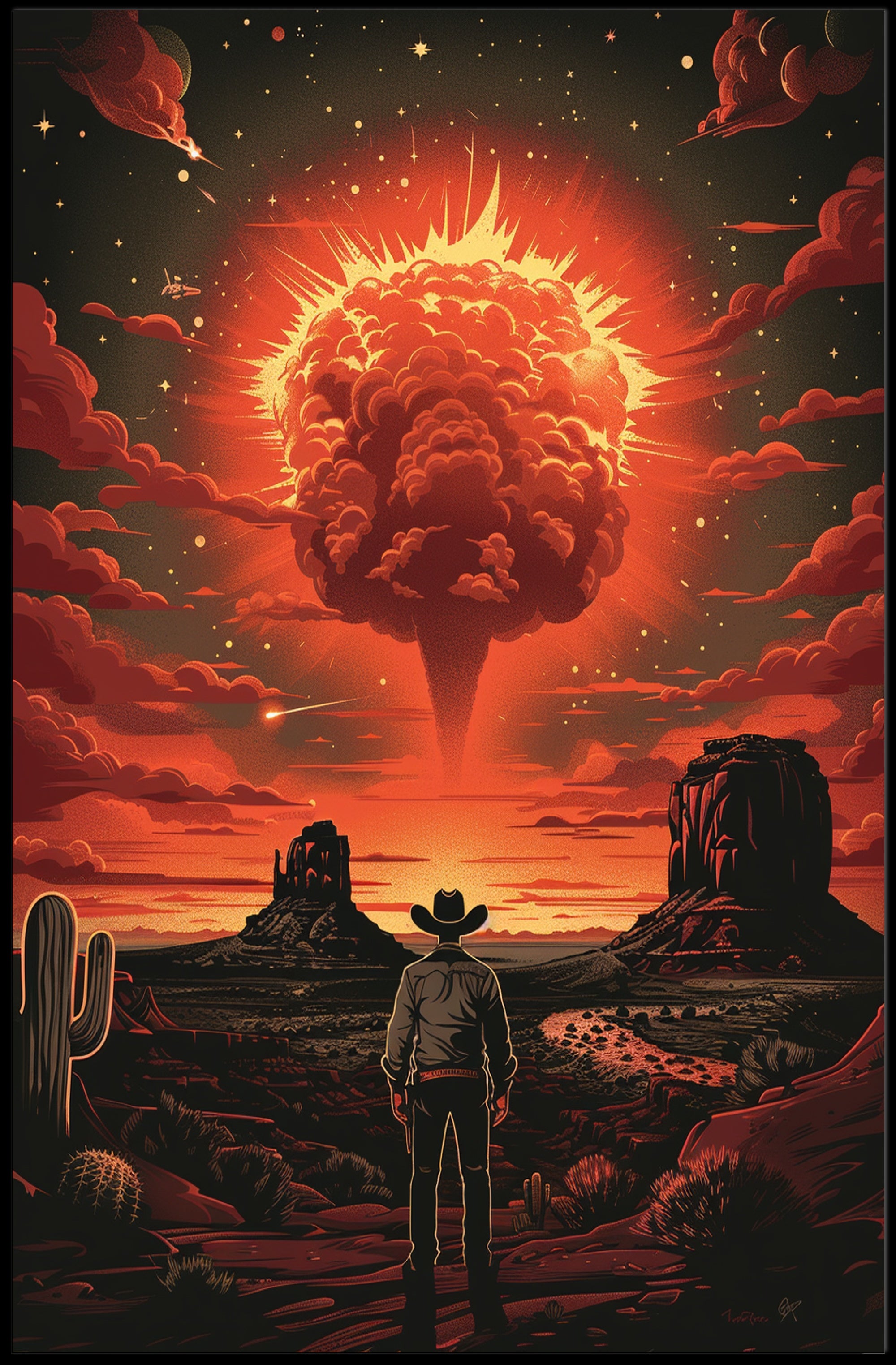Cowboy's Cosmic Encounter Art Print Poster for Room Decor PosterGoat