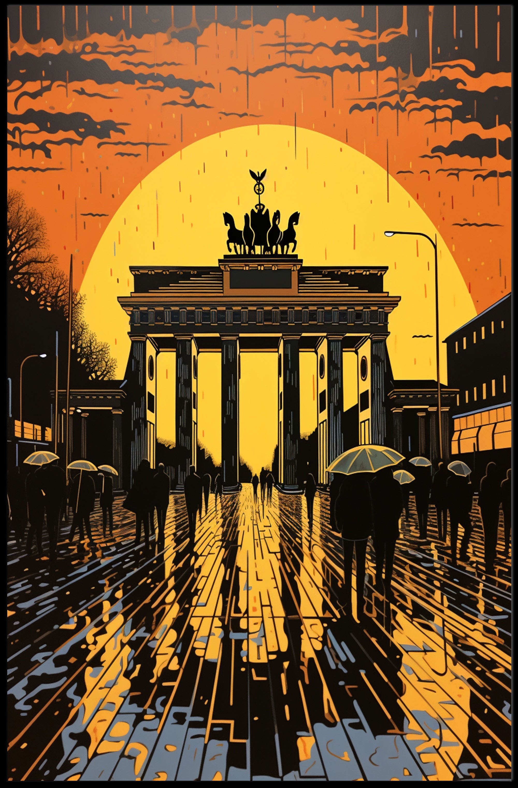 Sunset At The Brandenburg Gate Poster
