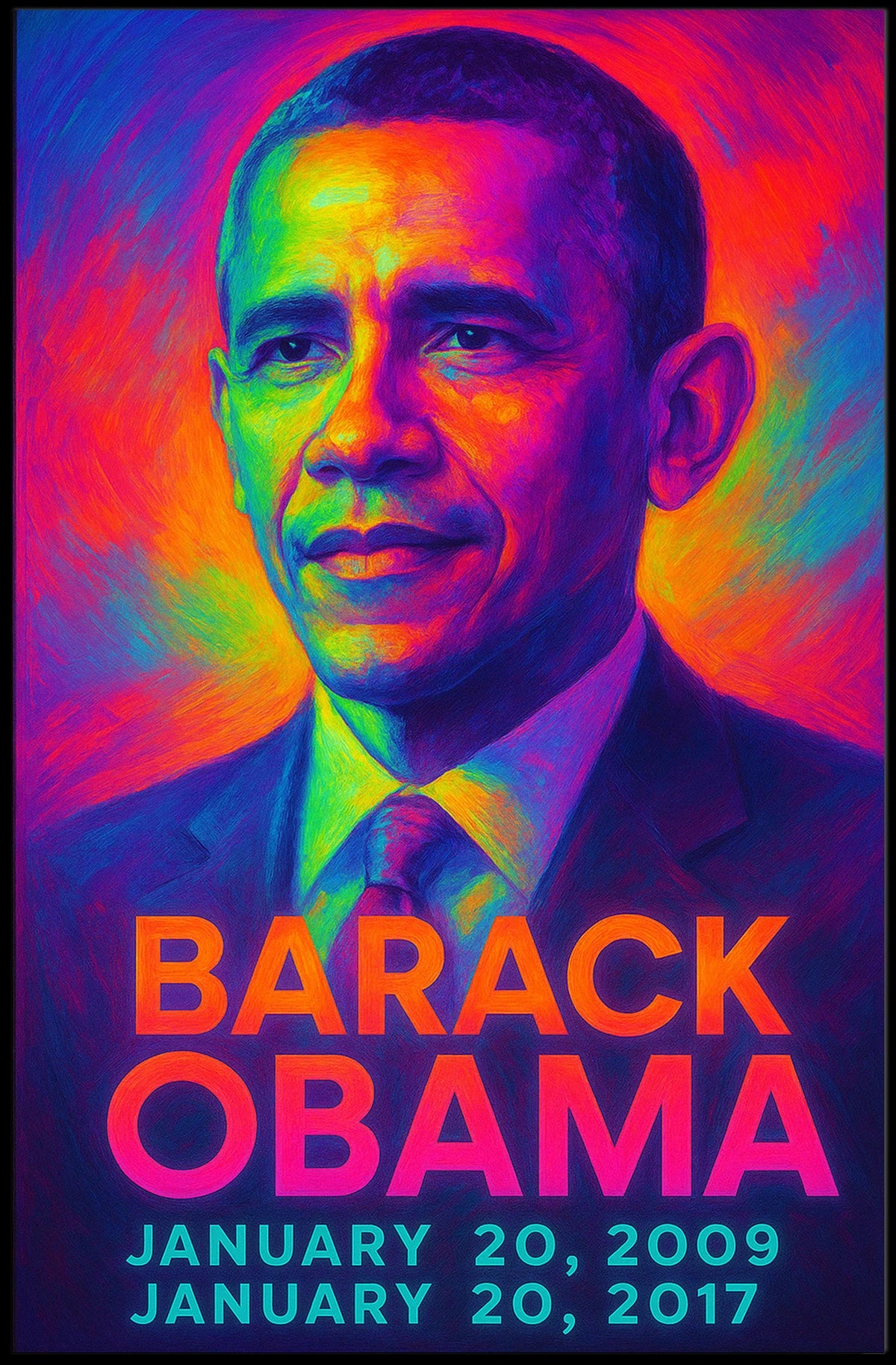 Barack Obama 44th President of the United States Neon Gradient Overlay Poster
