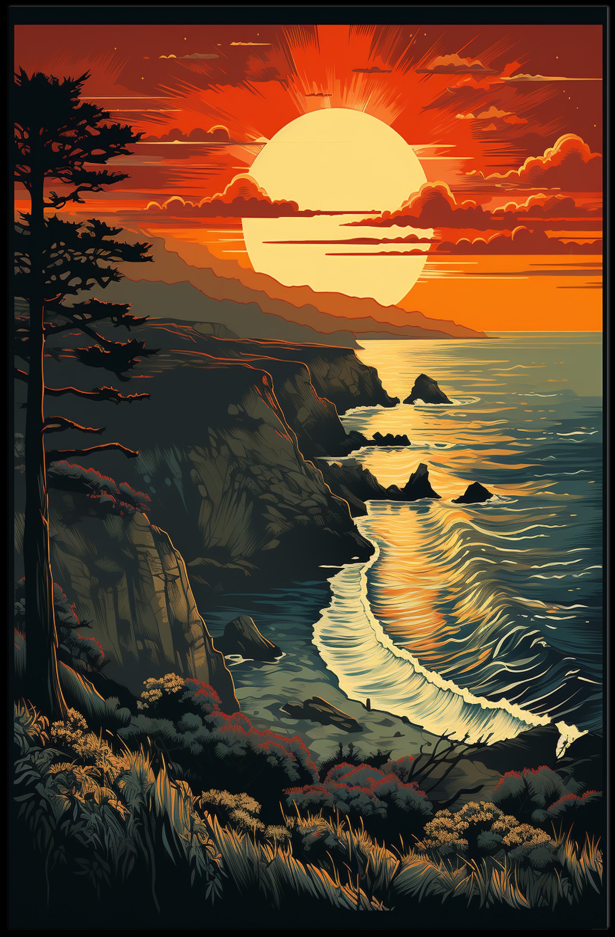 Coastal Sunset Serenity Poster