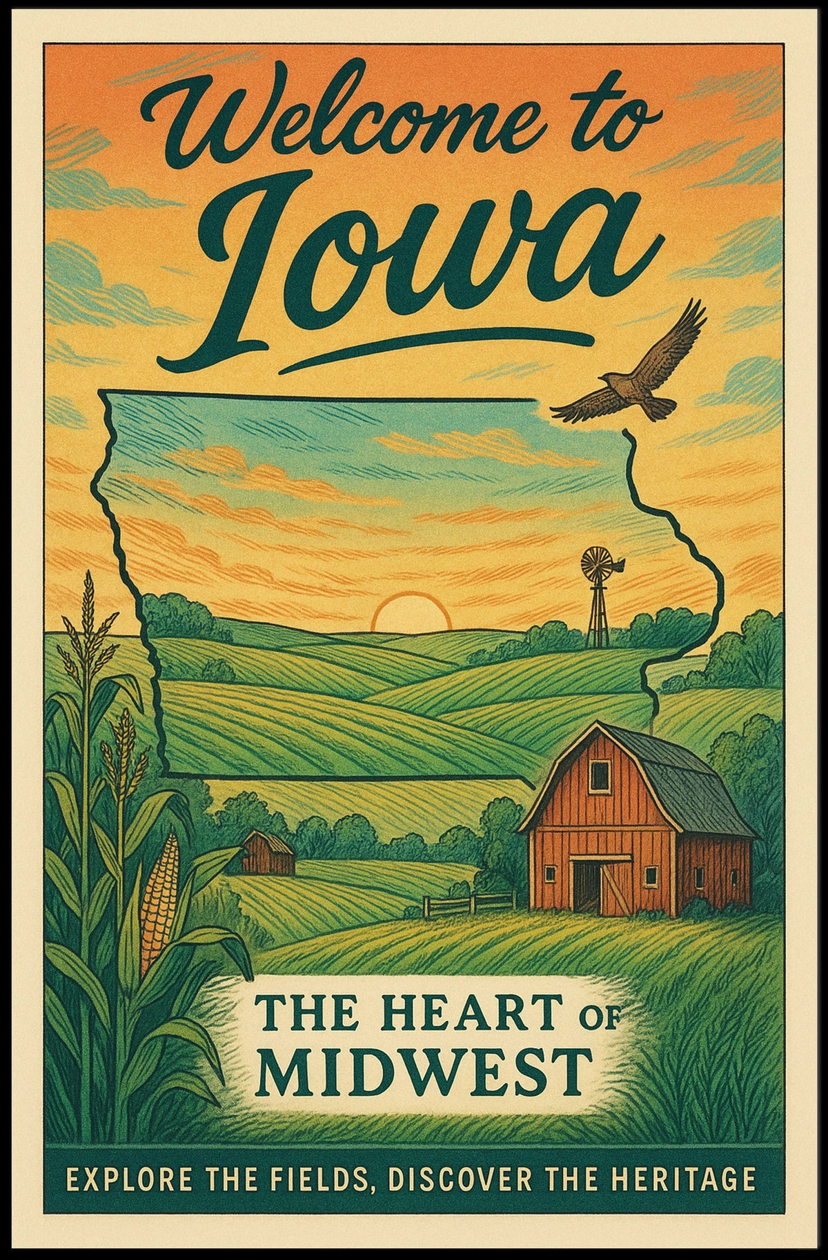 Welcome to Iowa The Heart of the Midwest Poster