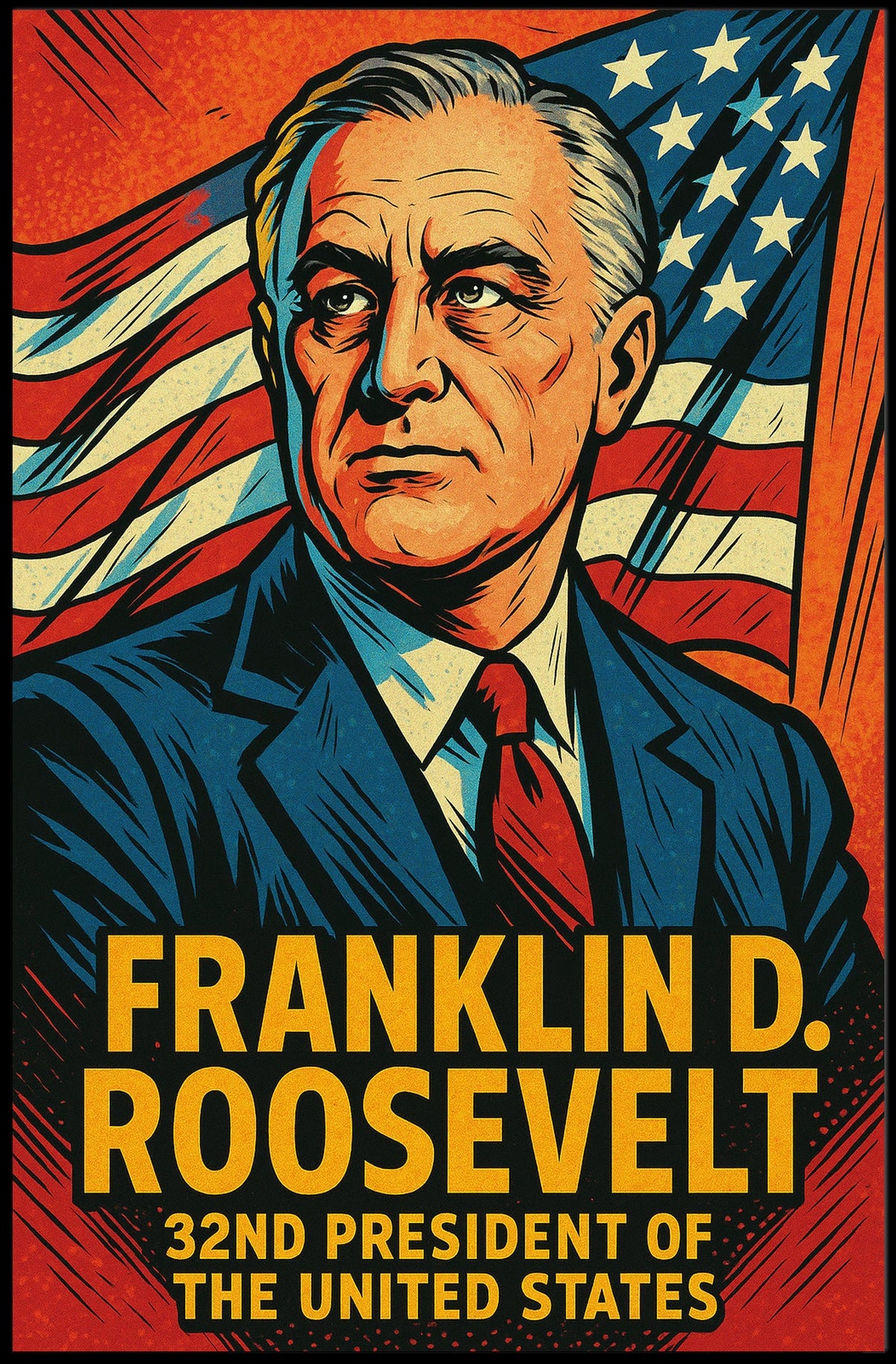 Franklin D Roosevelt 32nd President Poster Wall Art Print