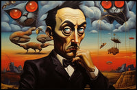 Surrealistic Abstract Art Dreamscape with Black Suit Figure Poster