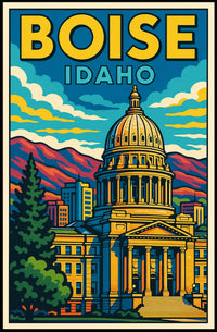 Boise, Idaho Vibrant Cityscape Poster