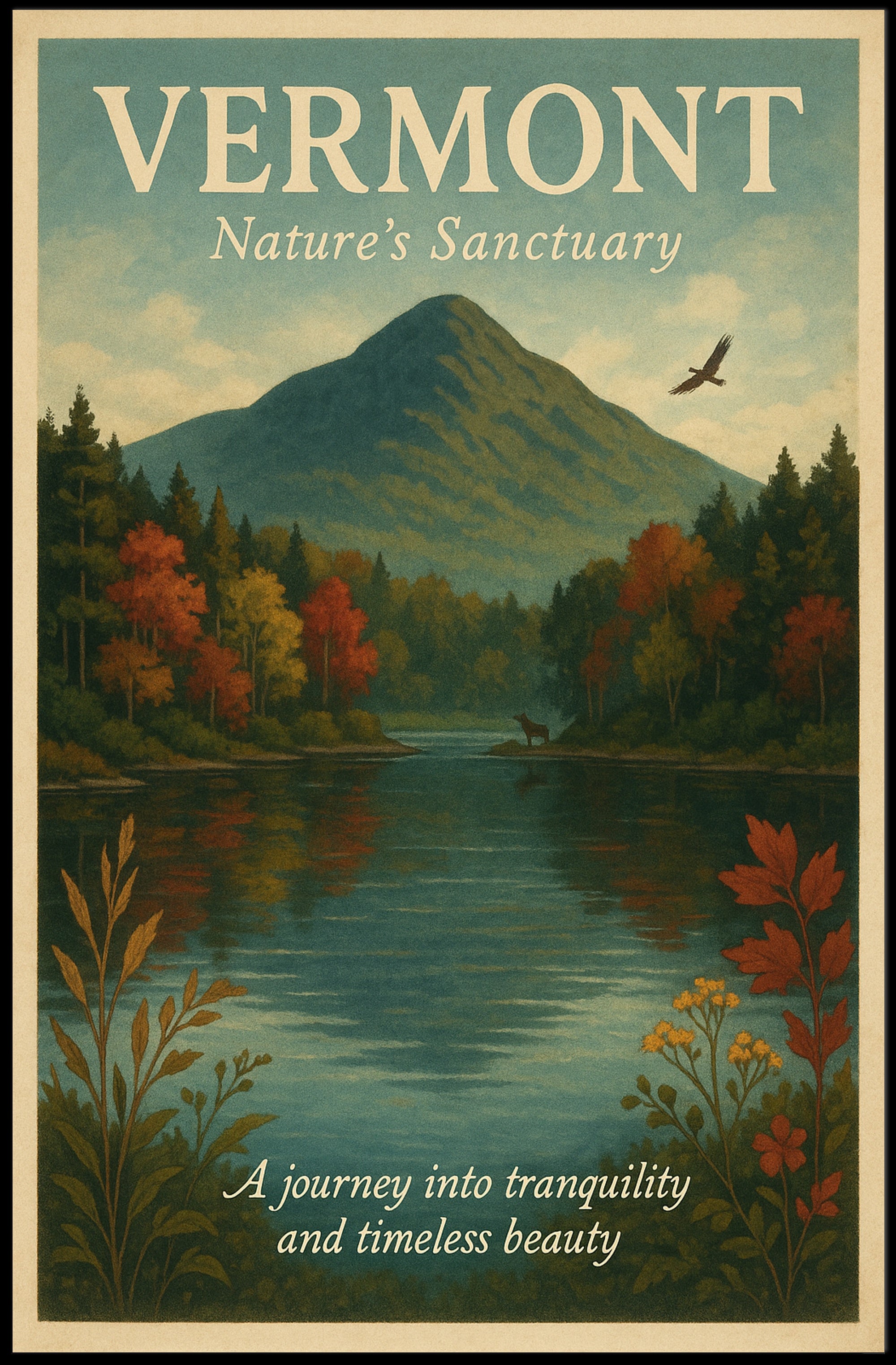 Vermont Nature Sanctuary Poster Vintage Wall Art