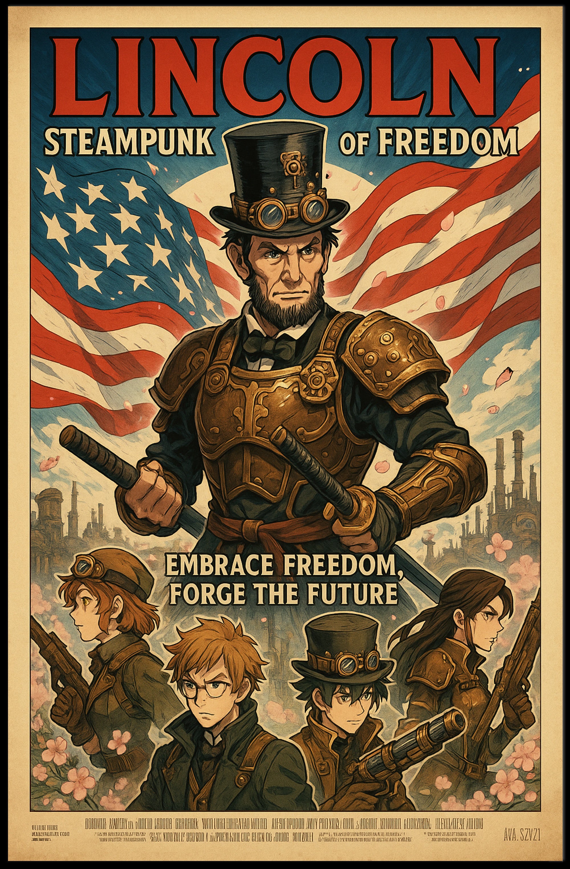 Lincoln Steampunk of Freedom Poster