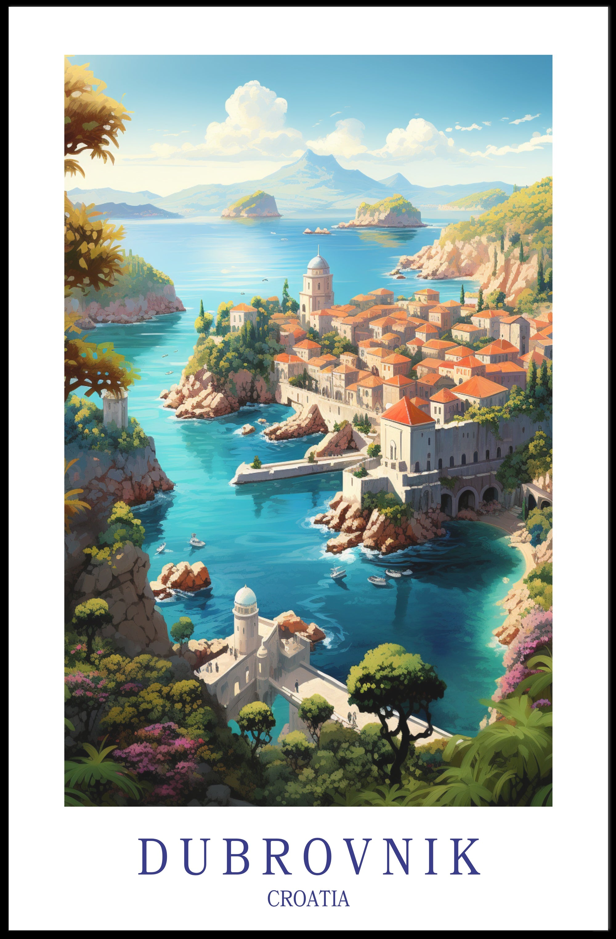 Dubrovnik's Enchanting Cityscape Travel Poster PosterGoat