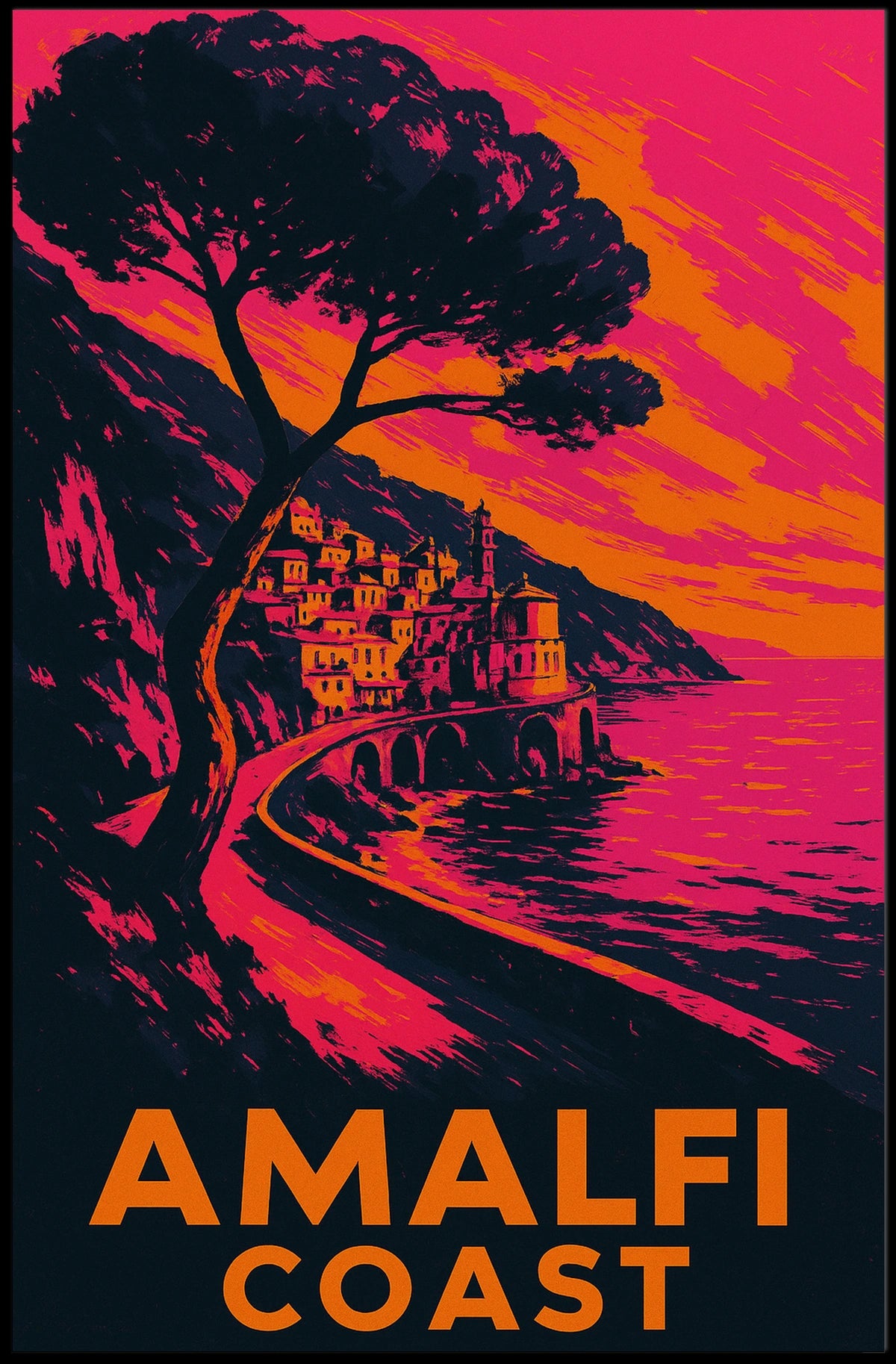 Amalfi Coast Poster Wall Art for Coastal Home Decor