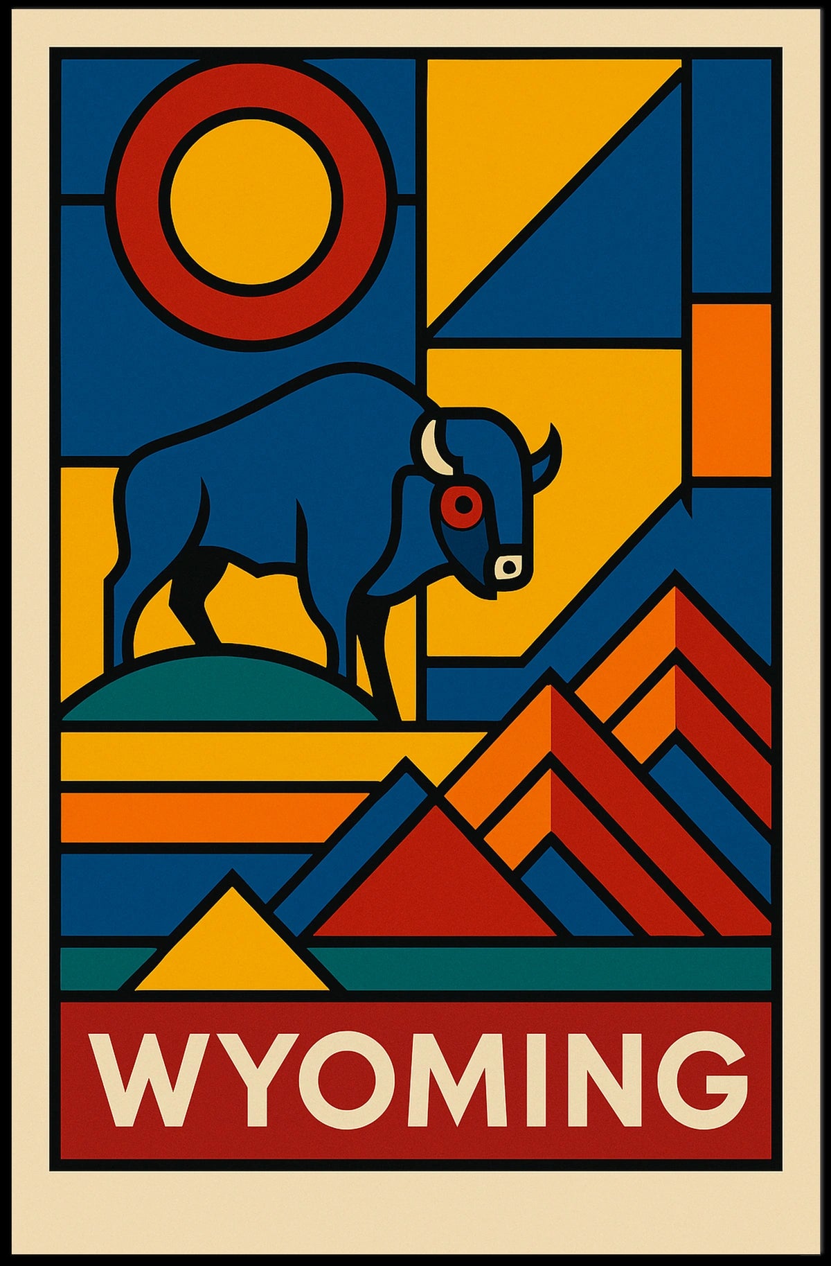 Wyoming A Geometric Tribute Poster