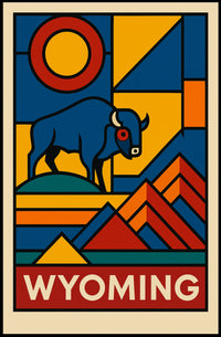 Wyoming A Geometric Tribute Poster