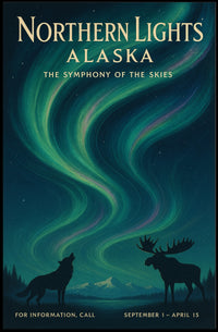 Northern Lights Symphony, Vintage Travel Poster