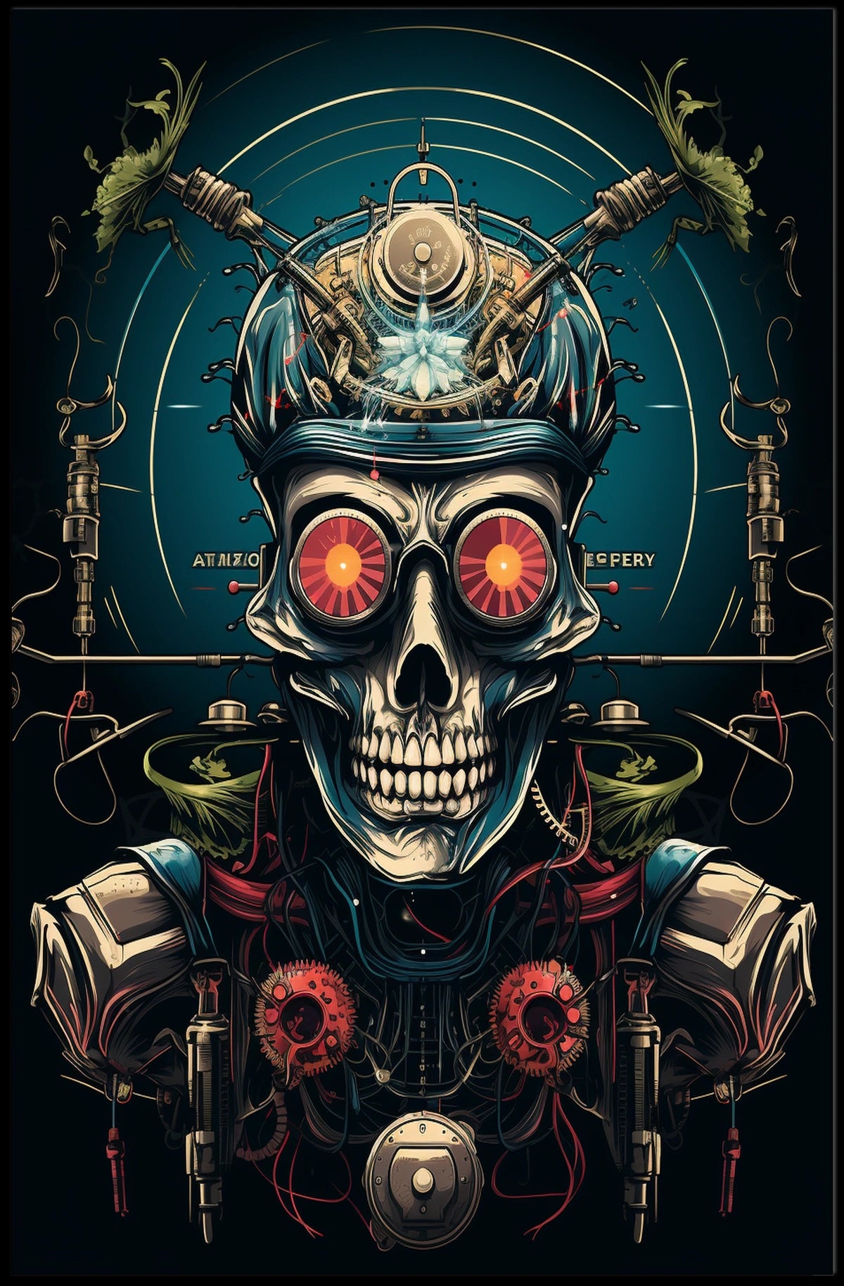 Cybernetic Skull Art Poster