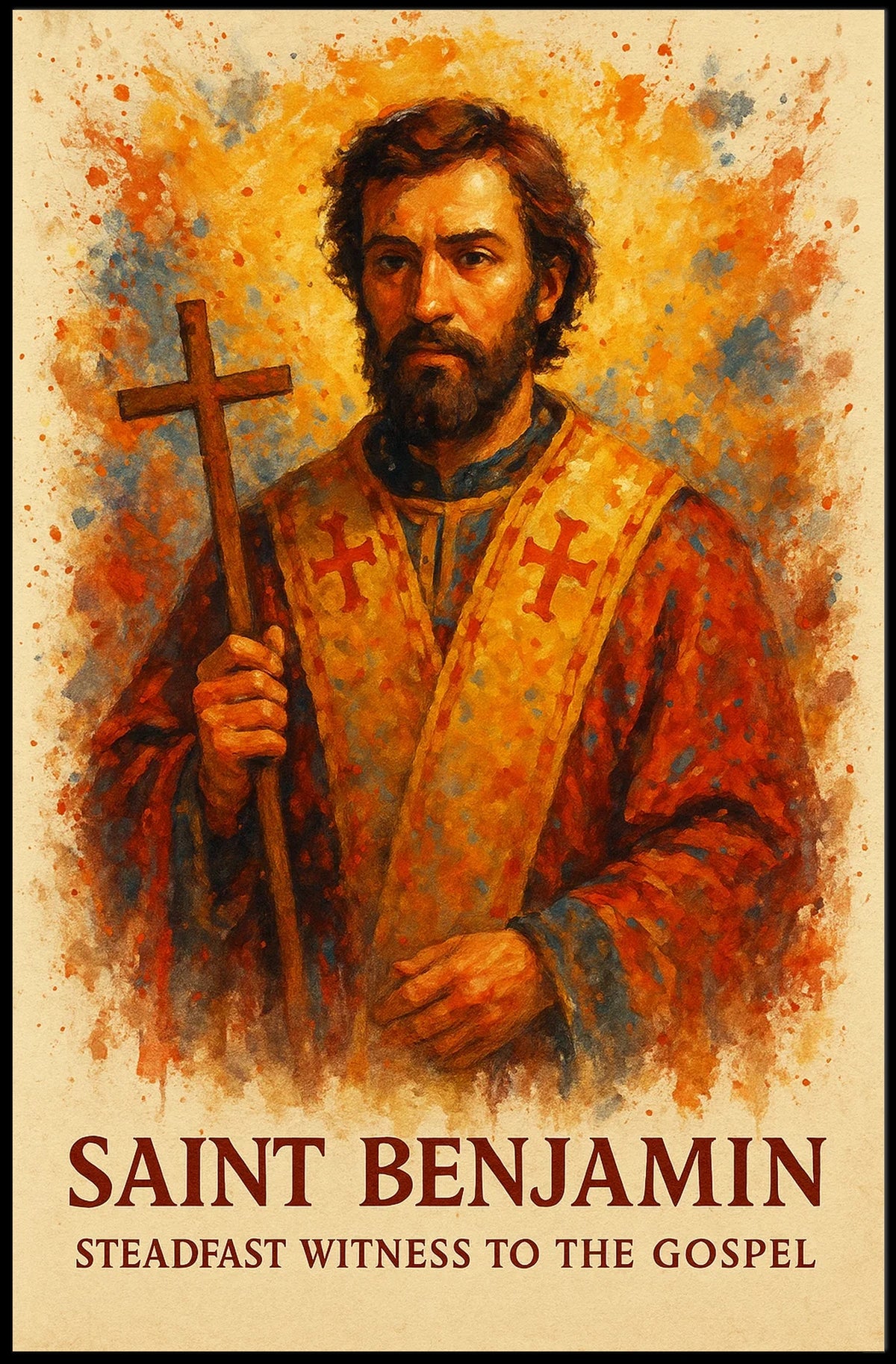 Saint Benjamin Religious Art Poster - Abstract, Artistic, or Pop Culture Poster