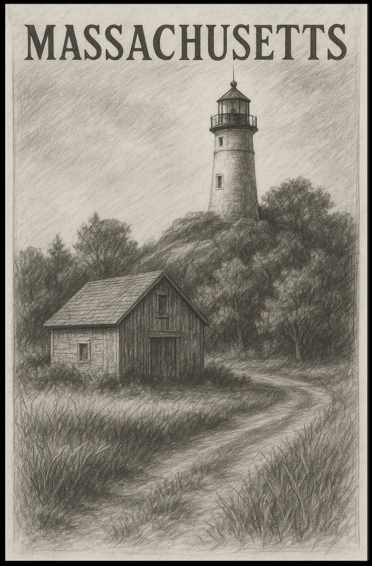 Massachusetts Lighthouse Scene Poster