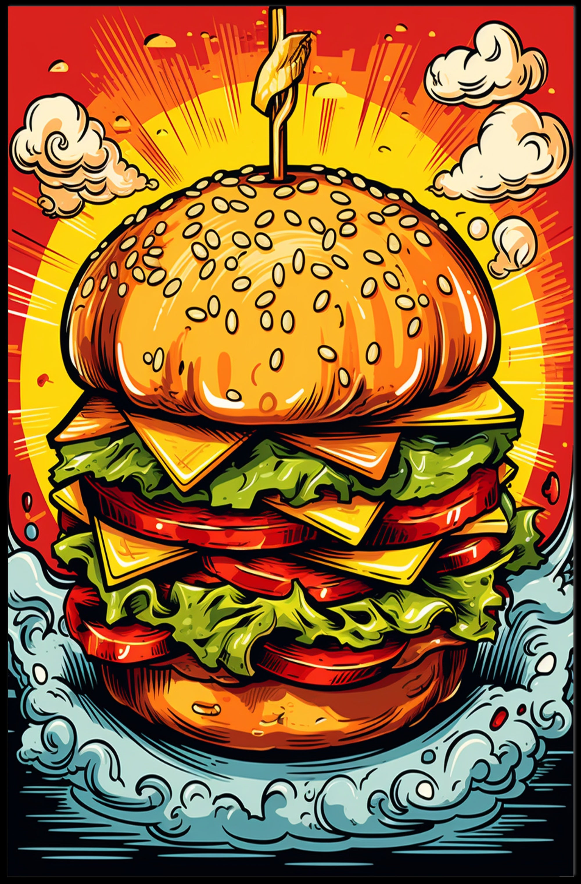 Towering Burger Delight Poster PosterGoat
