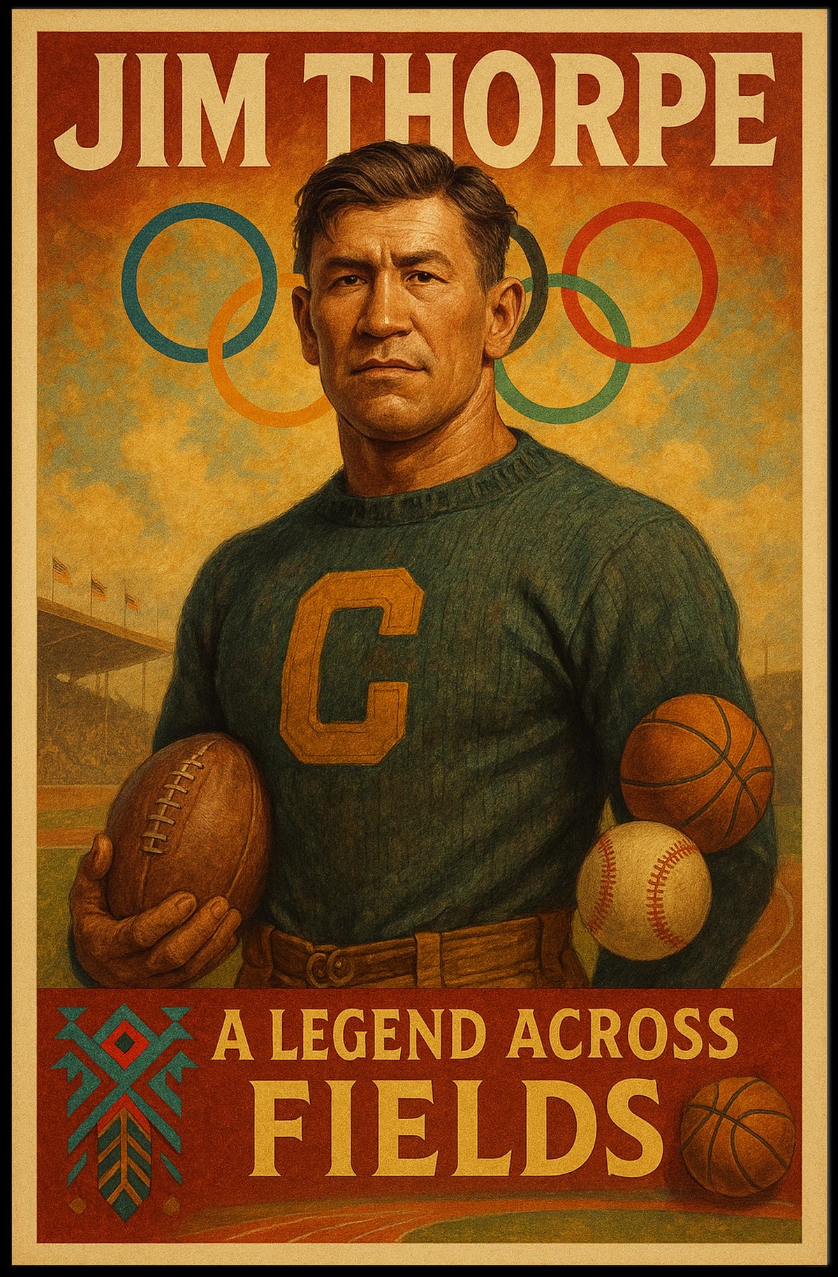 Jim Thorpe Iconic Sports Legend Jim Thorpe Poster