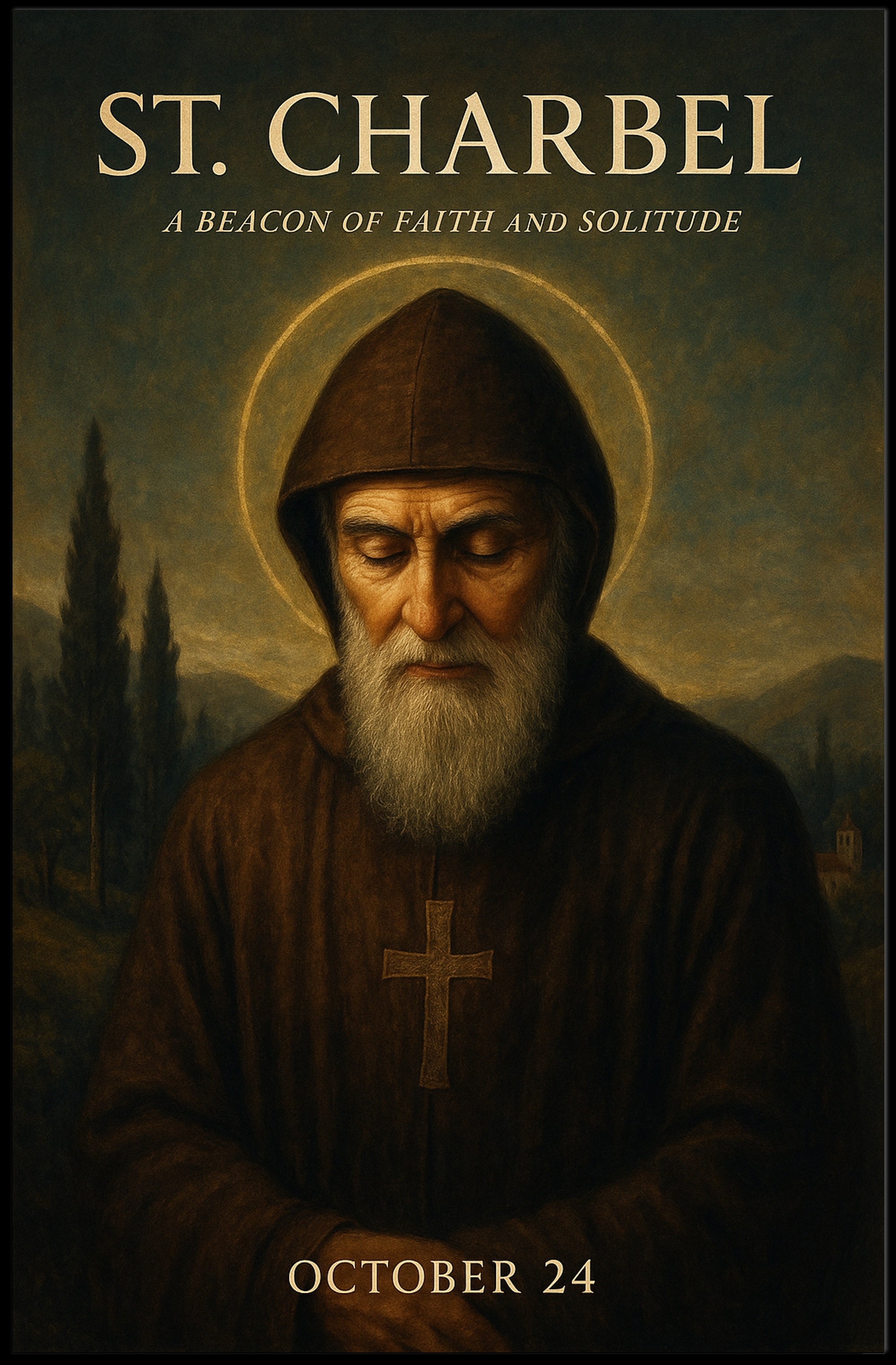 St Charbel Devotional Poster Religious Wall Art