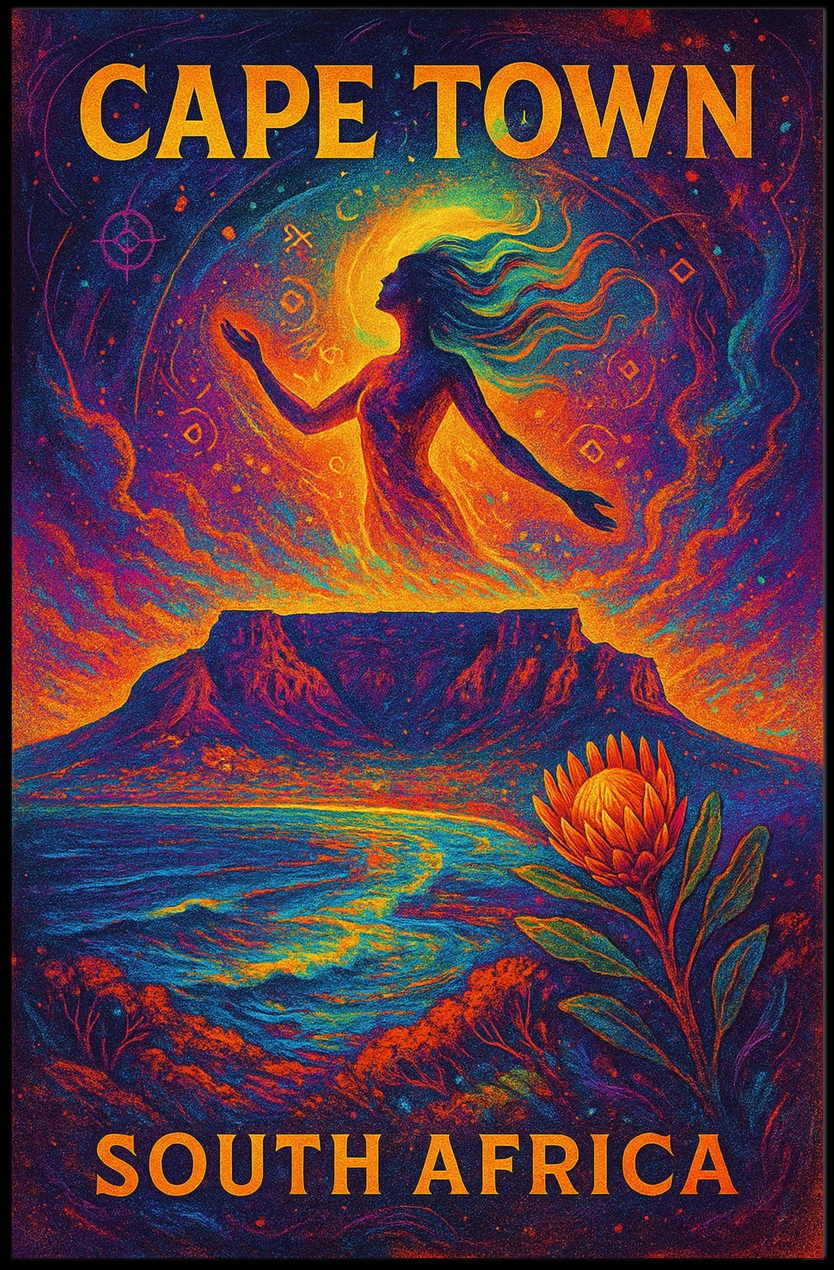 Cape Town Dreamscape Psychedelic Art Poster Print