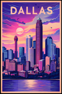 Dallas Skyline at Sunset Poster