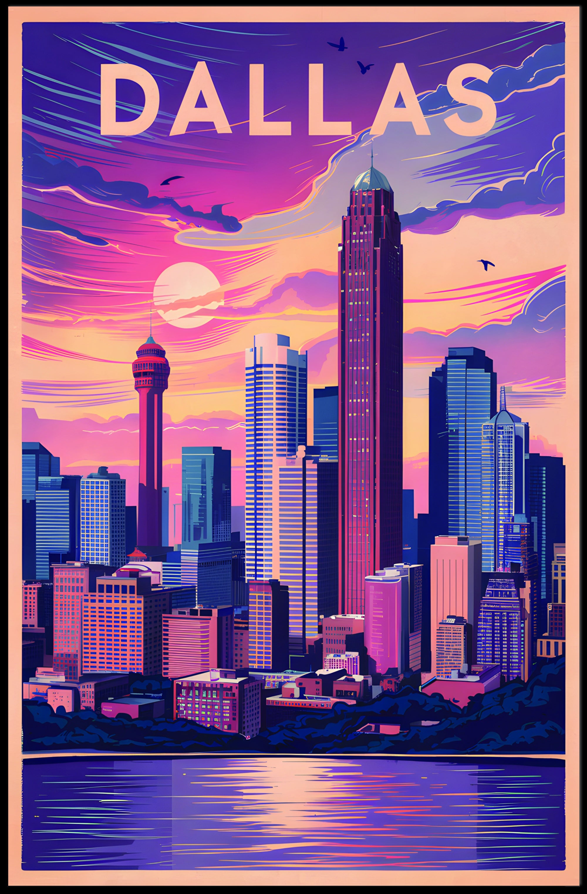 Dallas Skyline at Sunset Poster