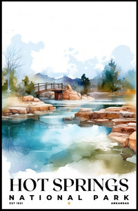 Hot Springs Watercolor Wall Art Poster