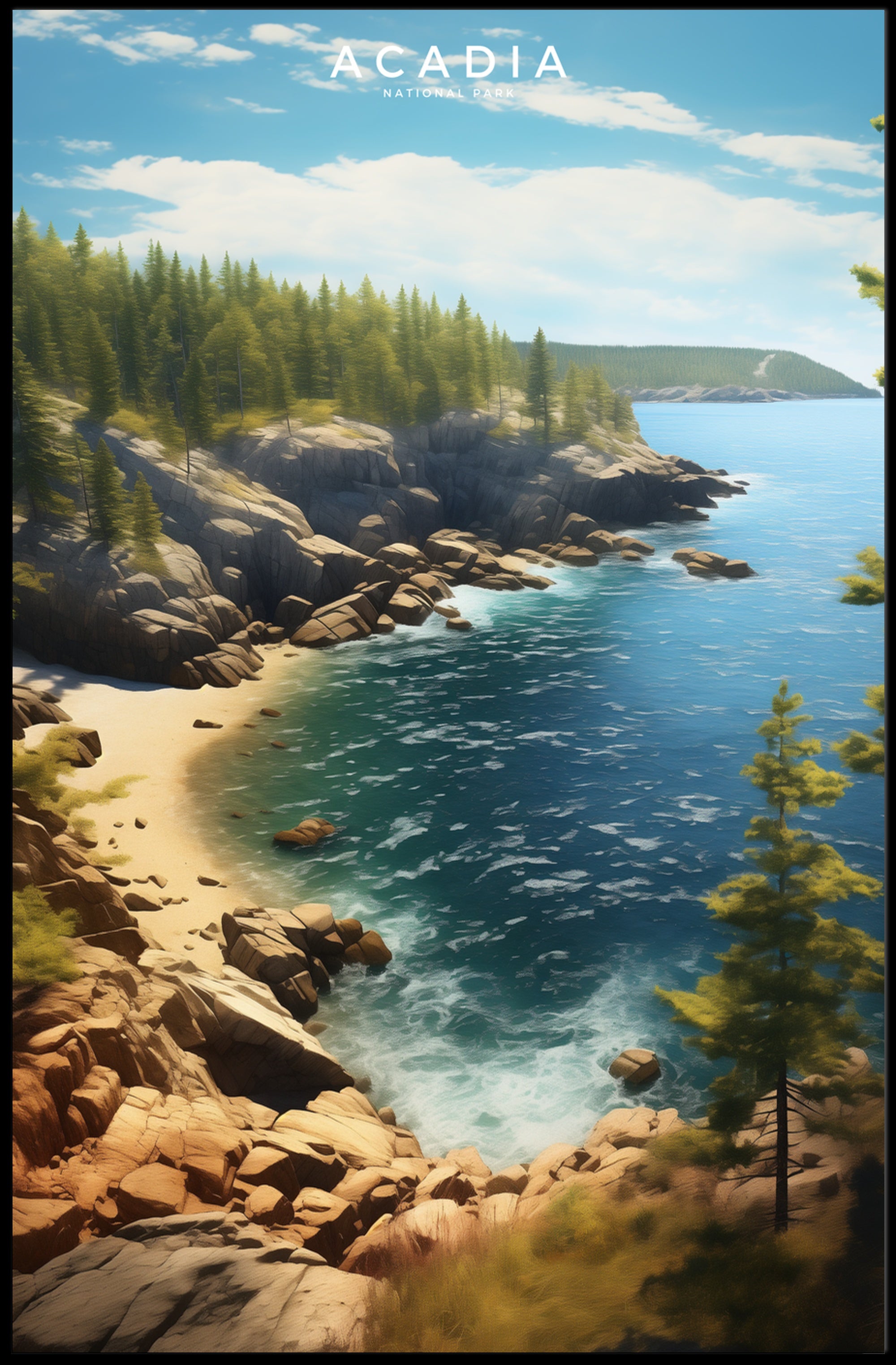 Acadia Coastal Landscape Majestic Travel Poster