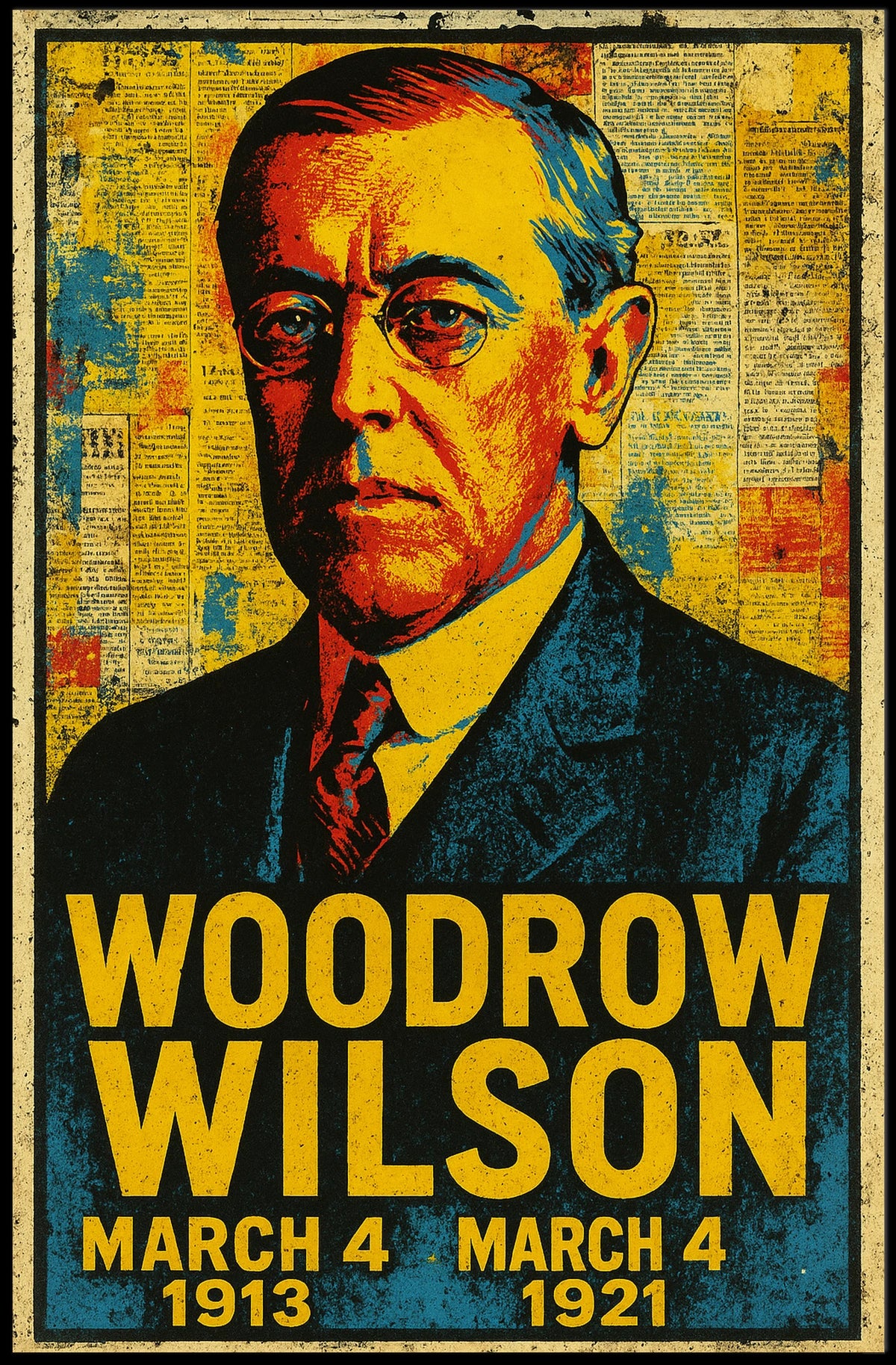 Woodrow Wilson 28th President of the United States Street Art Mashup Poster