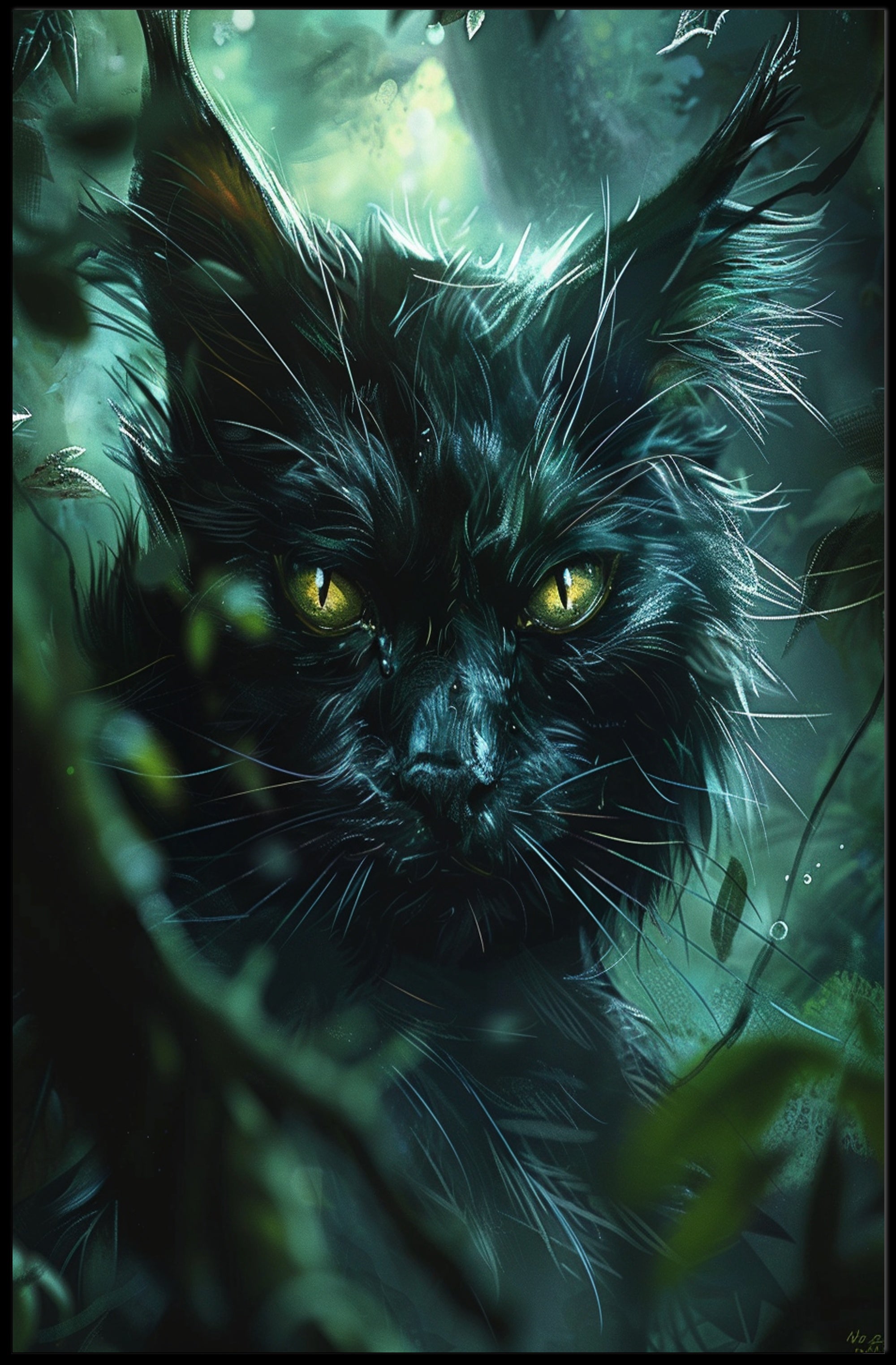 Enigmatic Forest Feline Art Print Poster Decor PosterGoat