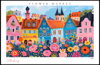 Colorful Flower Market Scene Poster PosterGoat