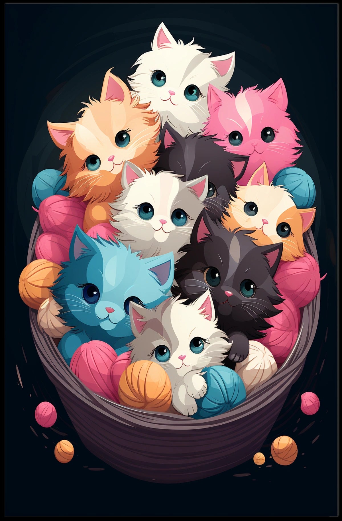 Basket Of Kittens Poster