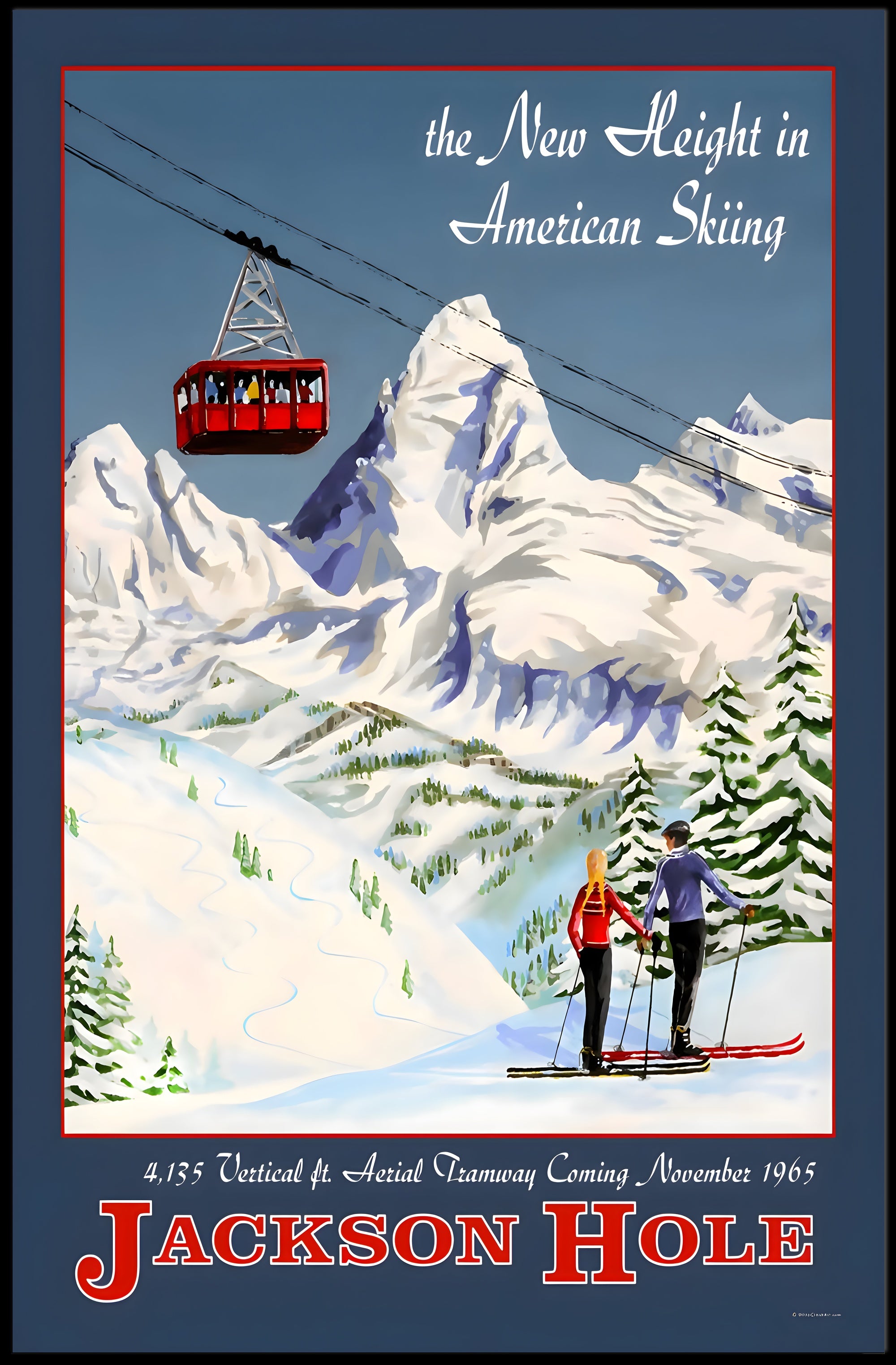 Jackson Hole Aerial Tramway Announcement Poster PosterGoat
