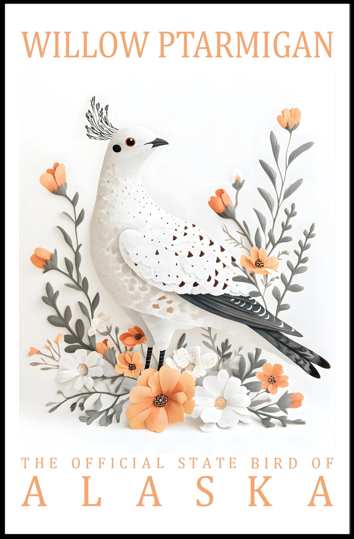 Willow Ptarmigan Alaska Nature Art Poster Print