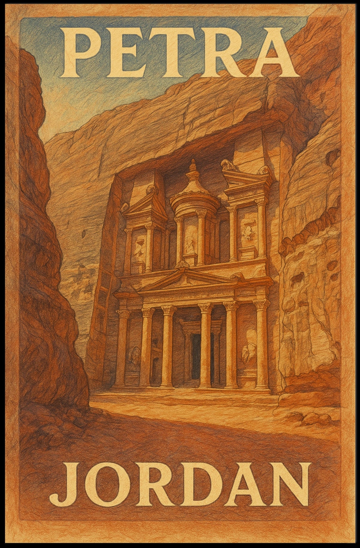 Petra Jordan Vintage Travel Poster