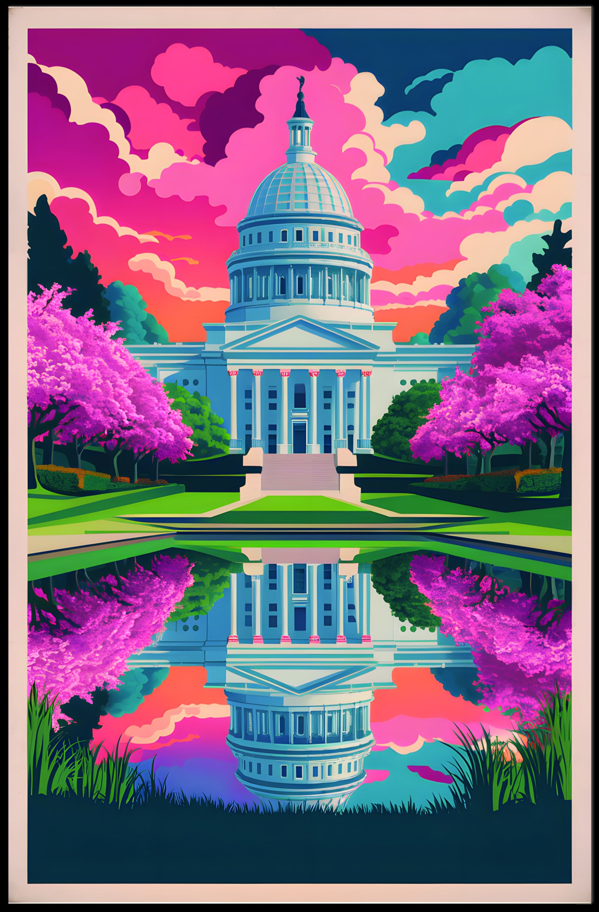 Vibrant Capitol Reflection Poster