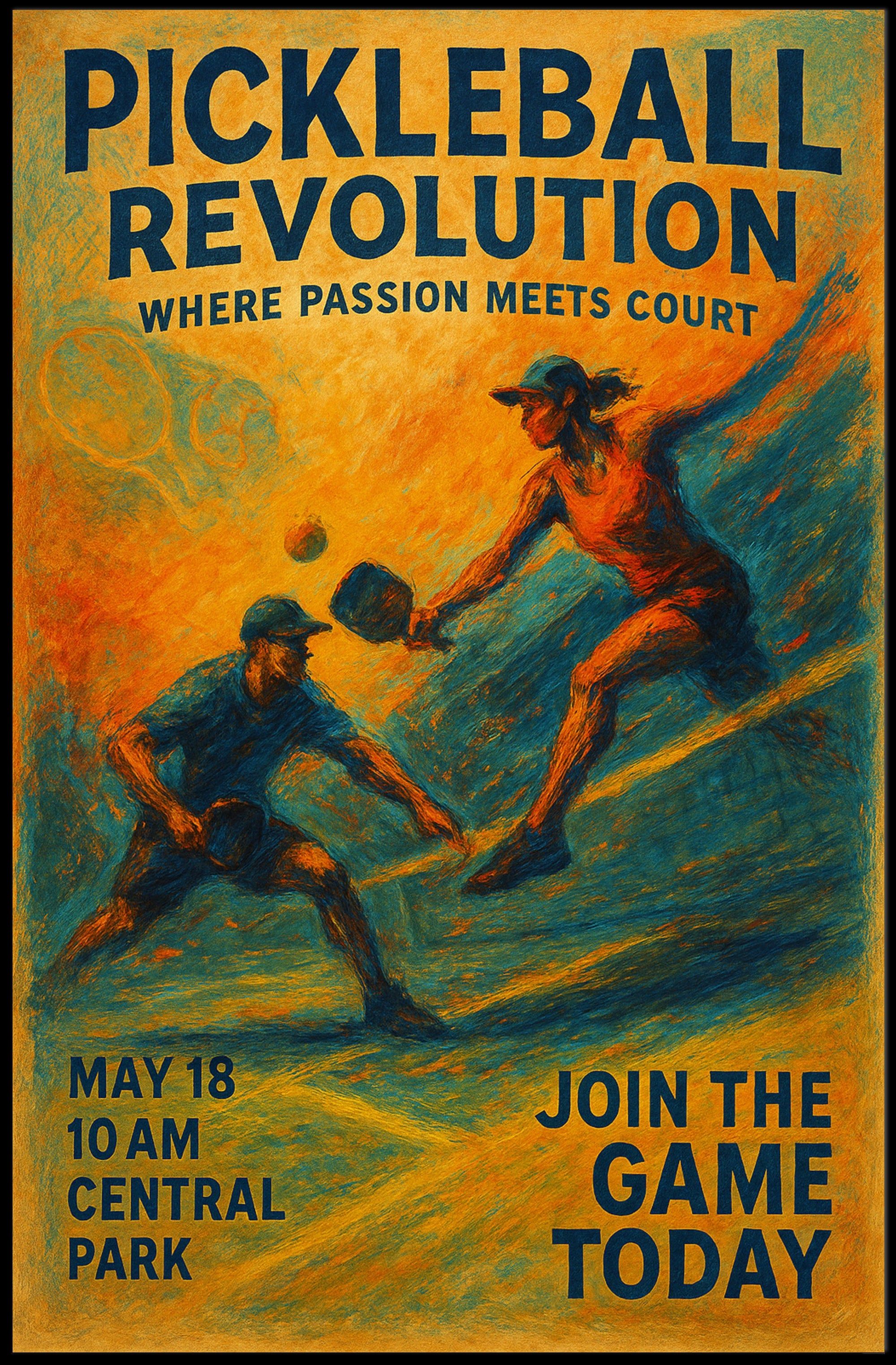 Pickleball Energy Unleashed: Central Park Sports Poster