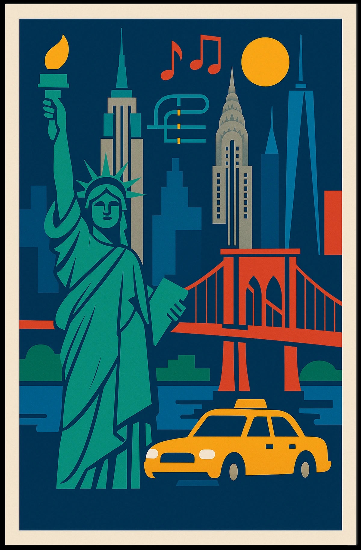 New York City Vibrant Urban Art Poster Modern Wall Art