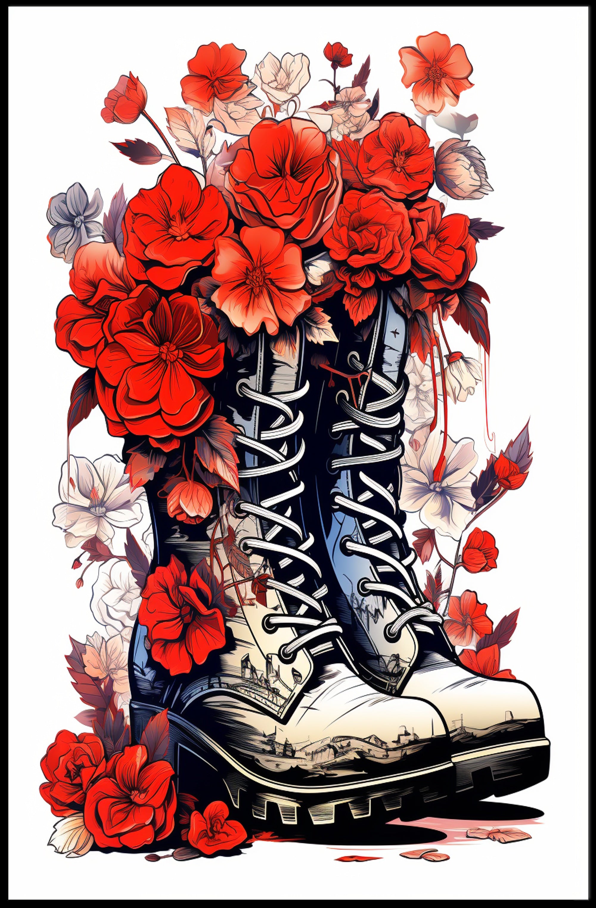 Floral Boots A Fusion Of Nature And Poster