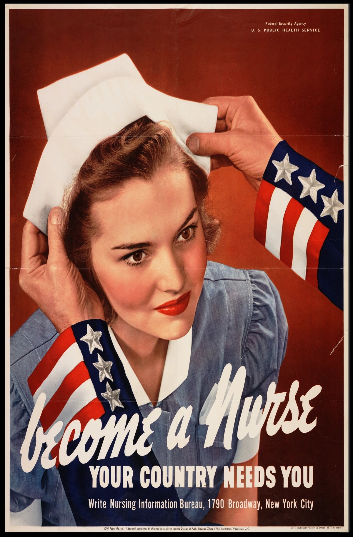 Vintage Nurse Recruitment: WWII Patriotic Propaganda Poster