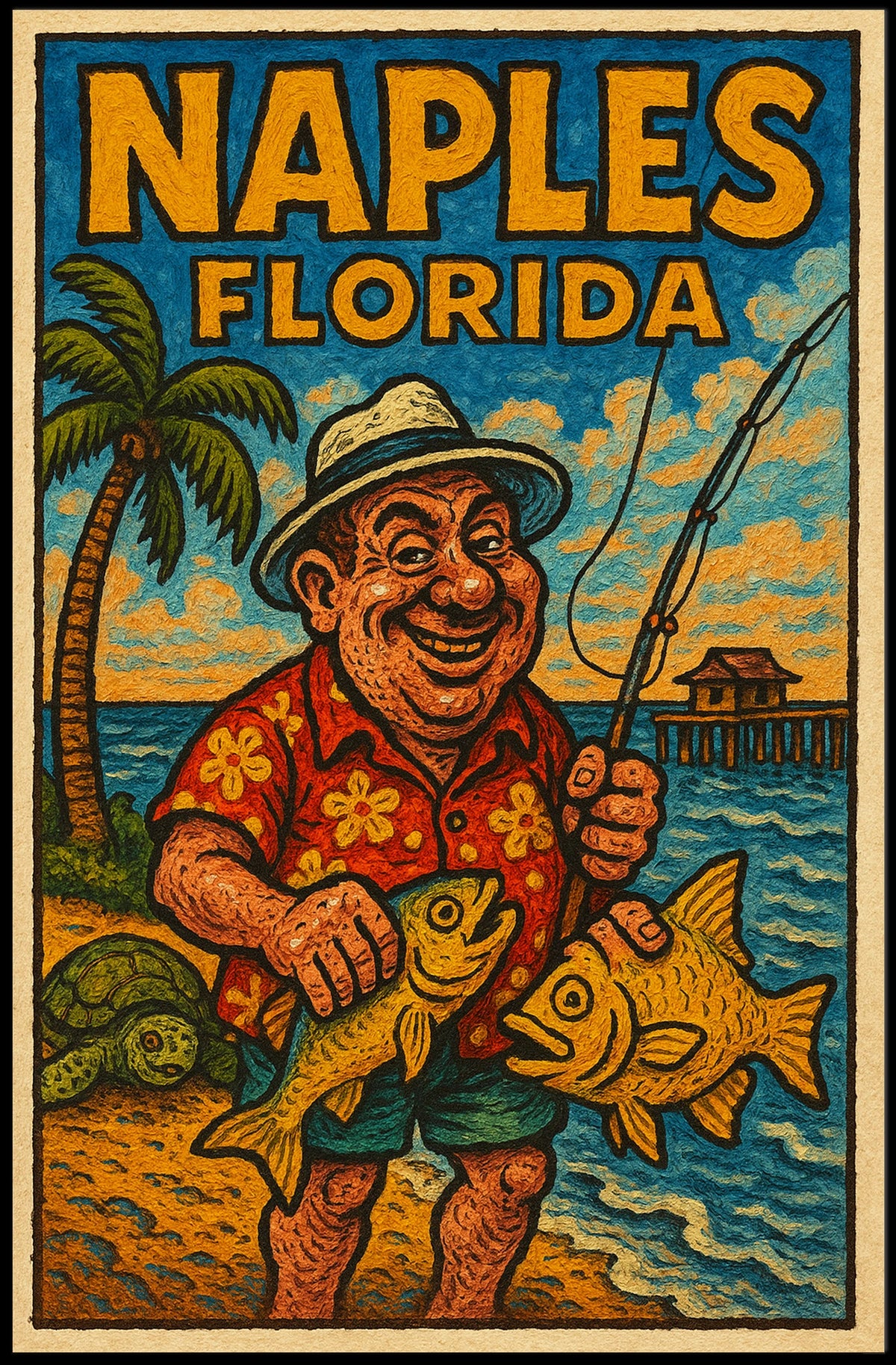 Naples Florida Fishing Paradise Poster Wall Art Decor
