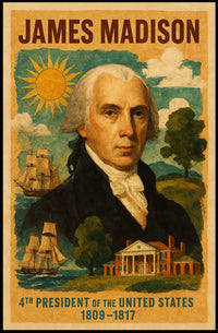 James Madison 4th President of the United States Layered Digital Collage Poster