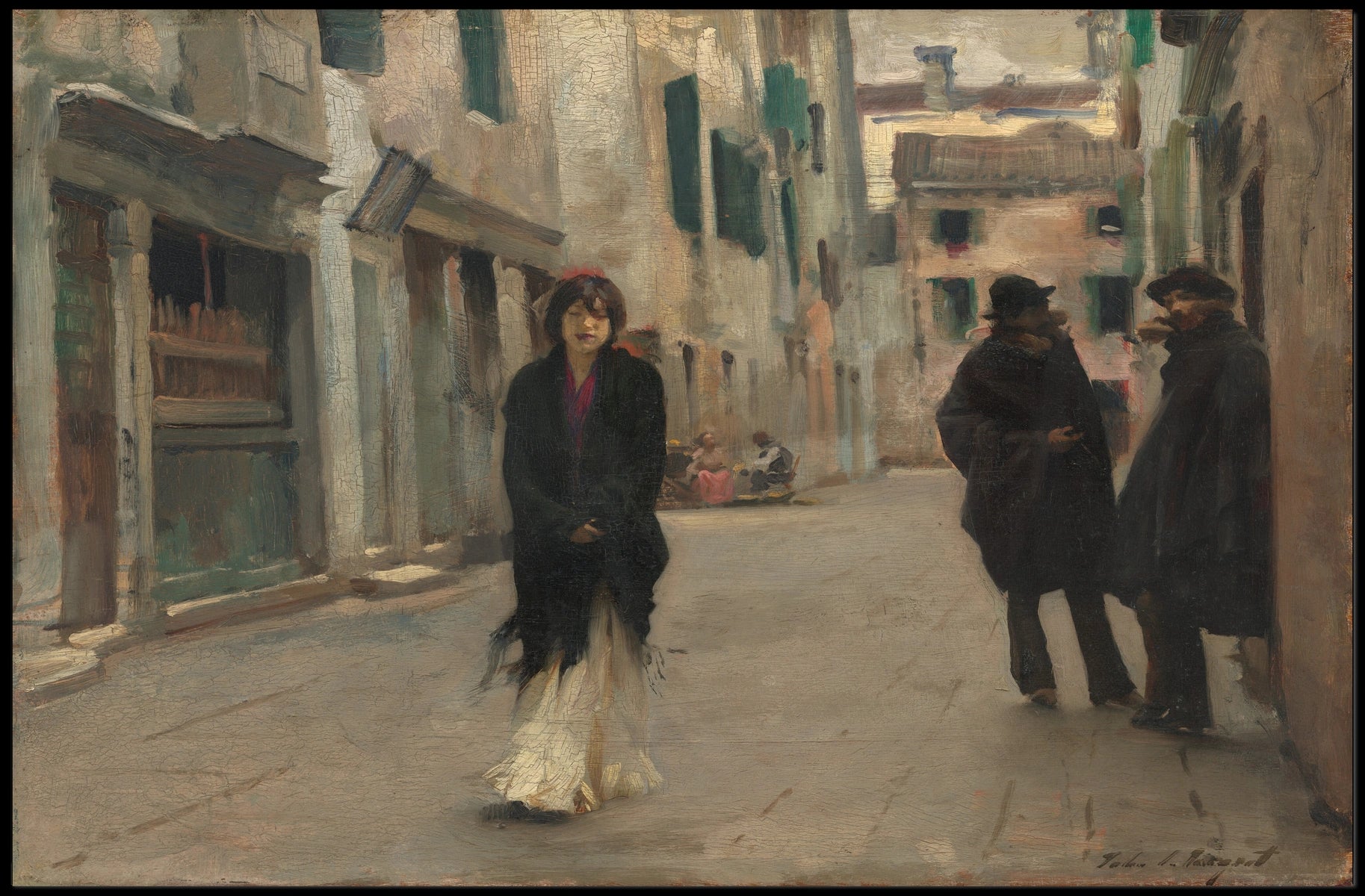 European Street Scene in Impressionistic Artistic Poster