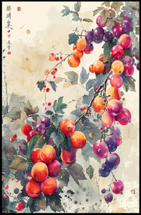 Vibrant Asian-Inspired Botanical Art Poster: Cultural Heritage Poster PosterGoat