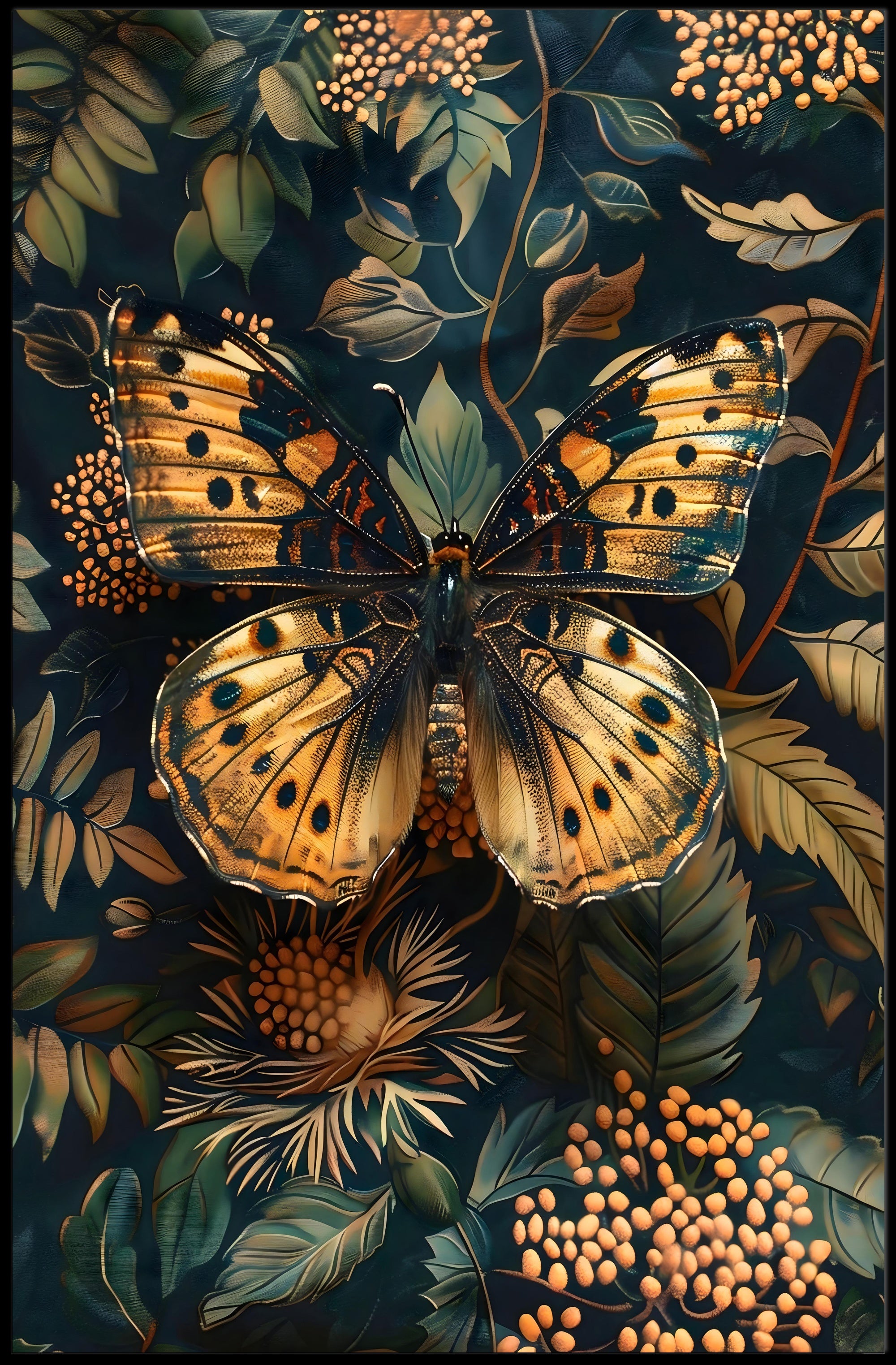 Butterfly Elegance: Ornate Art Nouveau Animal Poster
