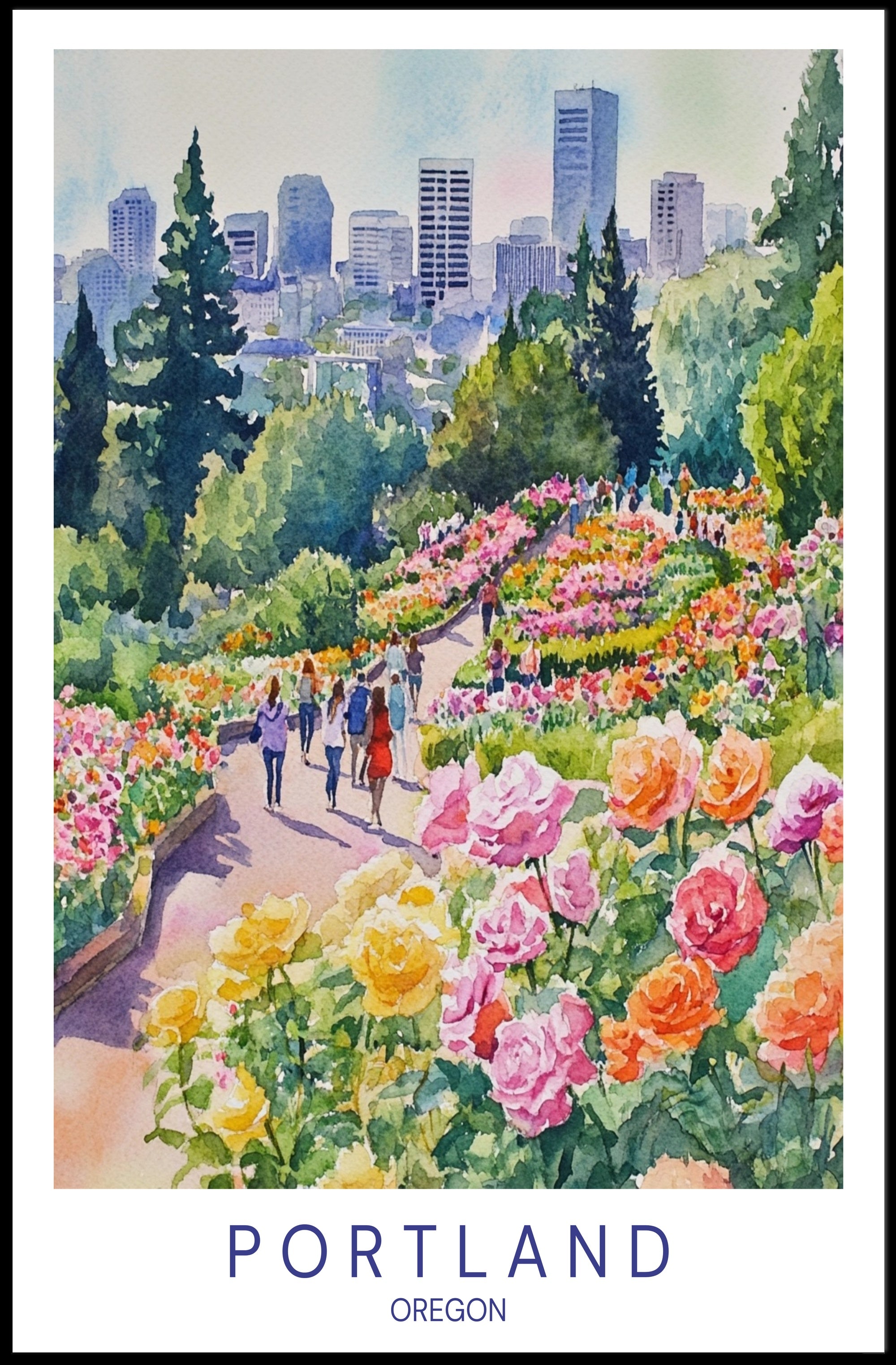 Portland in Bloom Poster PosterGoat