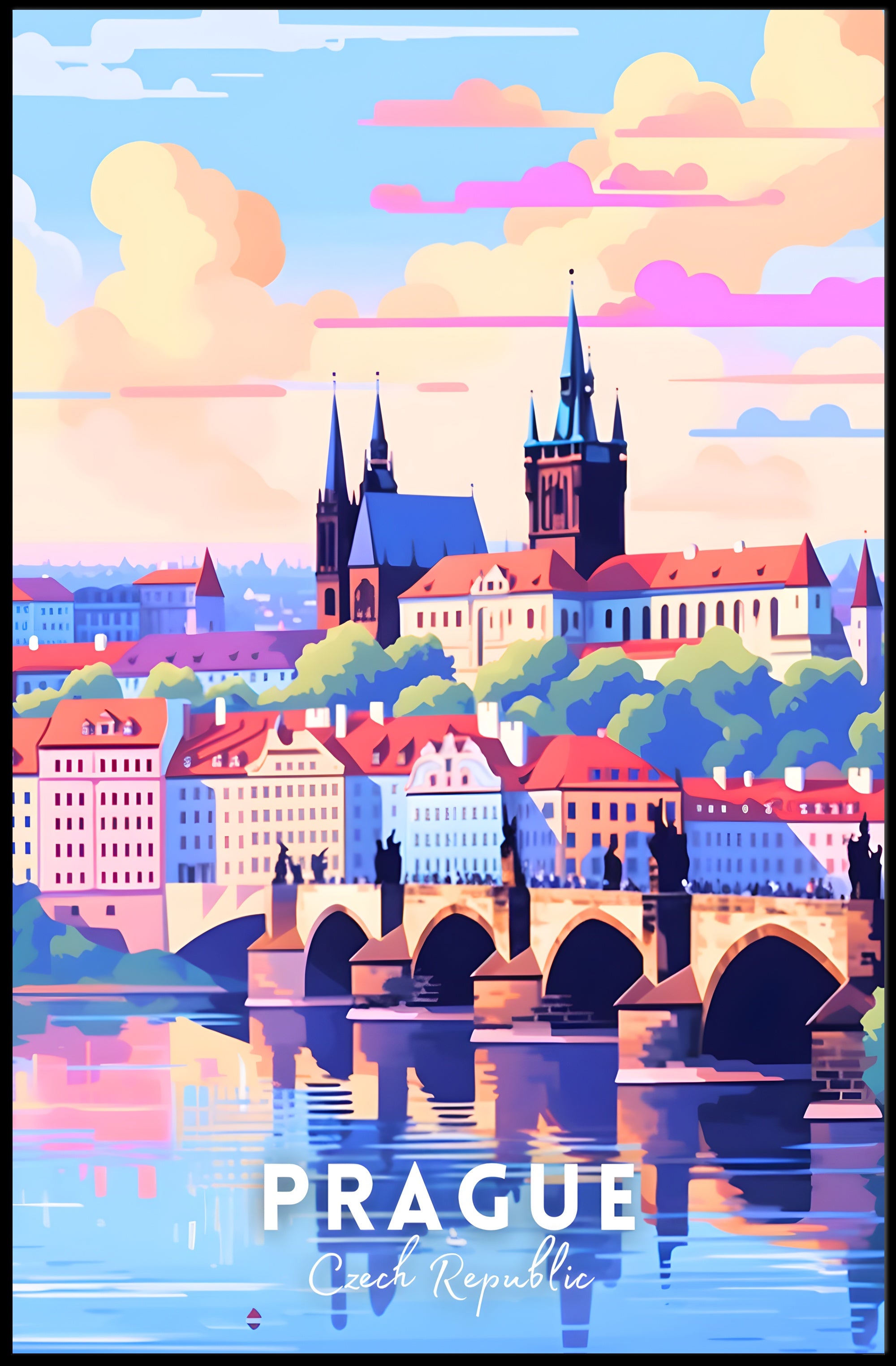 Prague Charles Bridge Travel Poster