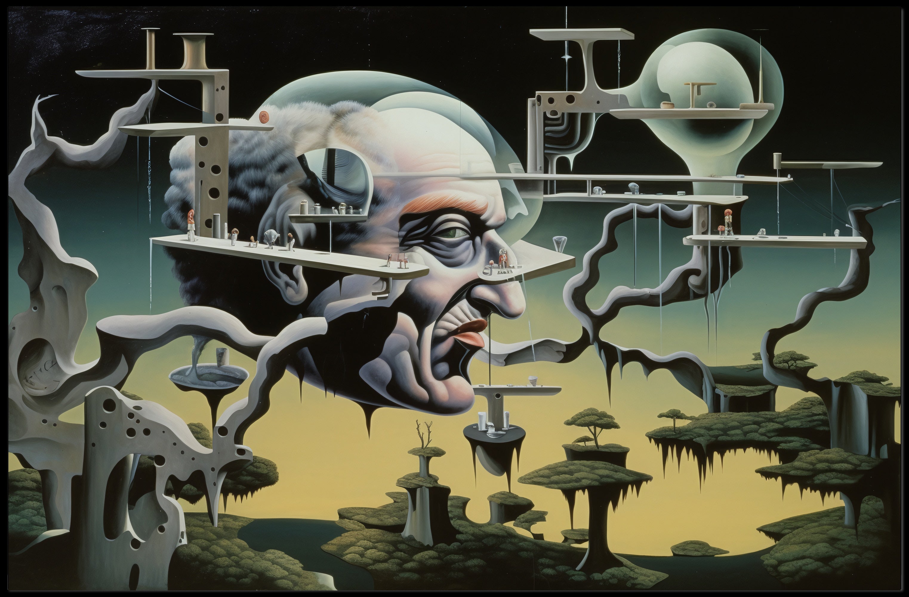 Surreal Sci-Fi Headscape Art Print Futuristic Sci-Fi Poster