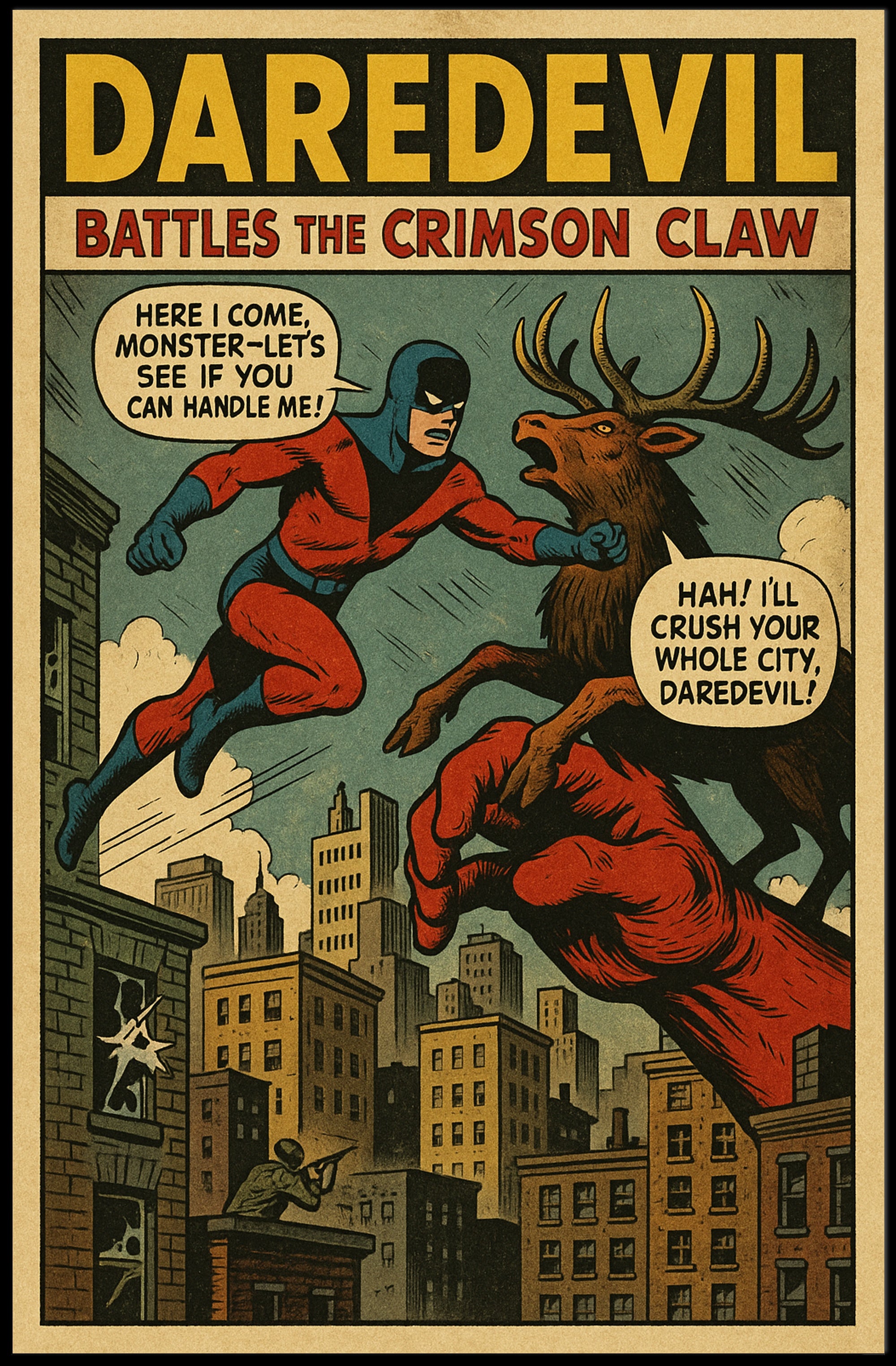Daredevil Battles the Crimson Claw Poster PosterGoat
